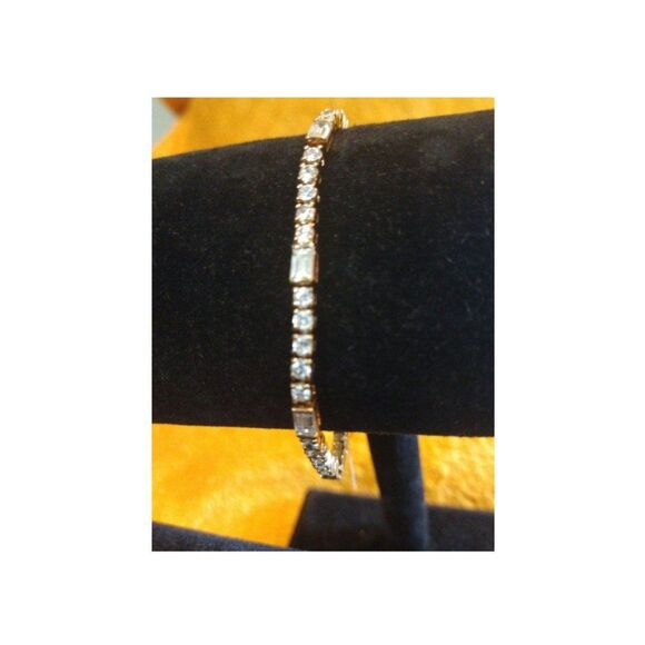 Gold Vermeil Crystal Tennis Bracelet - Picture 2 of 6